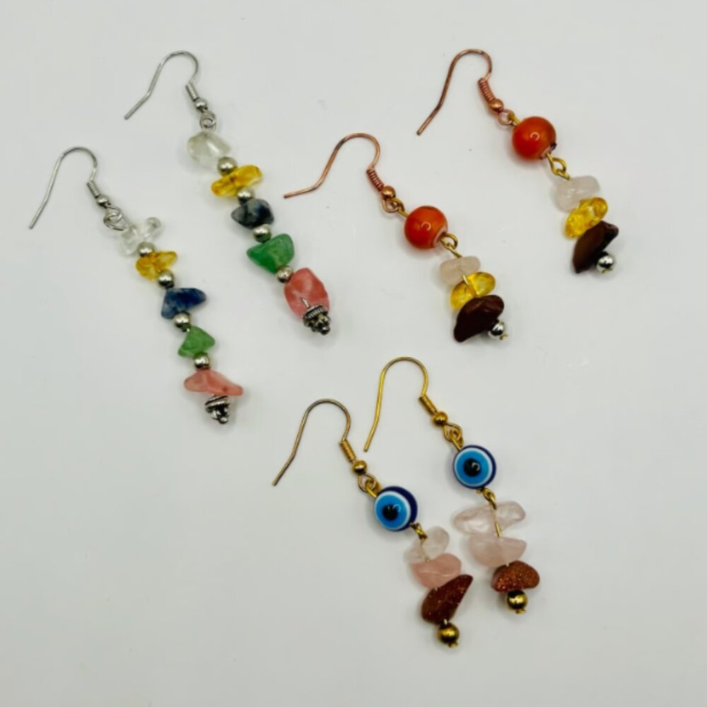 Set 6: 3pc Handmade Earring Set - #6 Boho Protection Crystal Trio